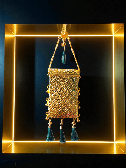 Ornate Handcrafted Mobile pouch in dual tone