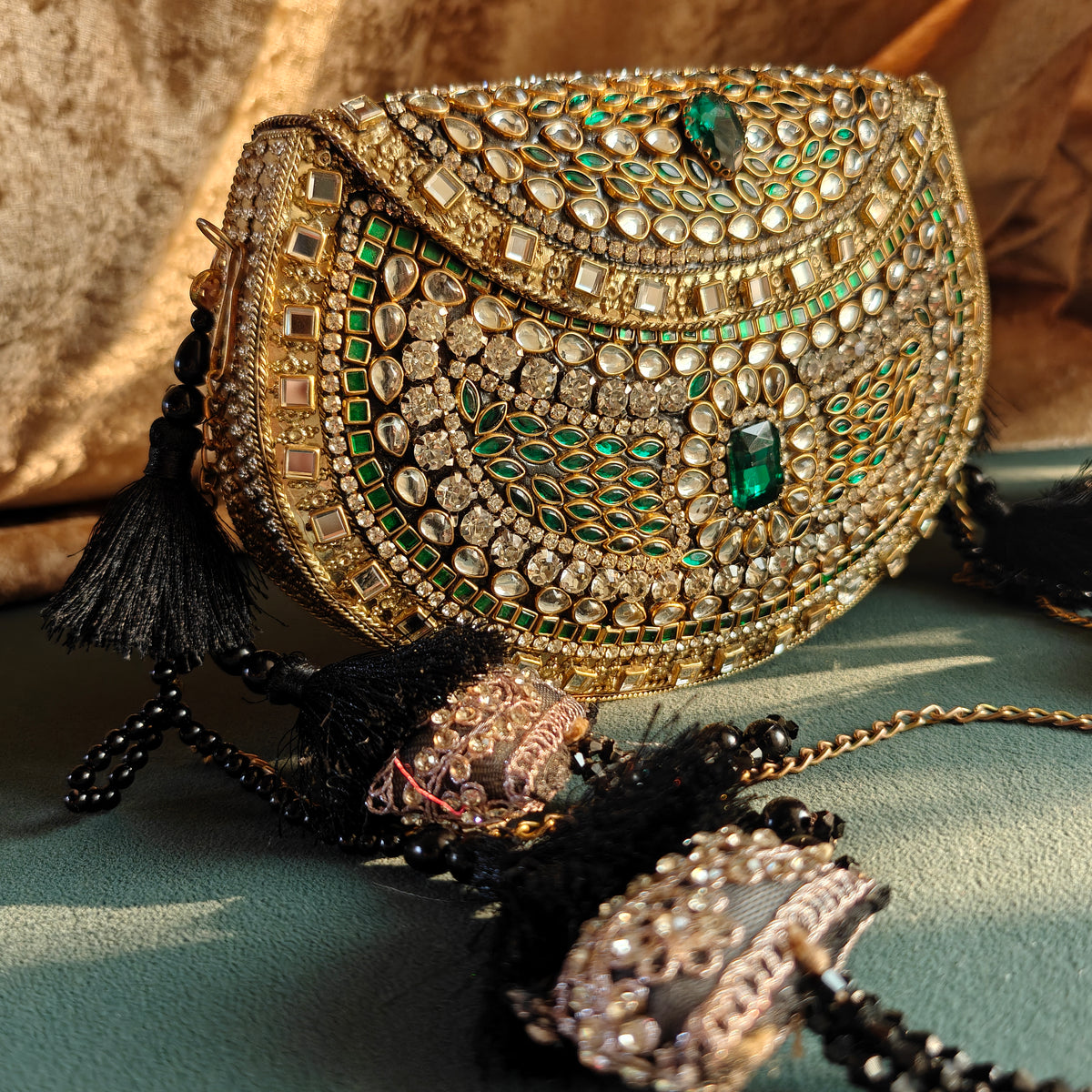 Sheesh Mahal Nazakat Embellished Brass Handbags