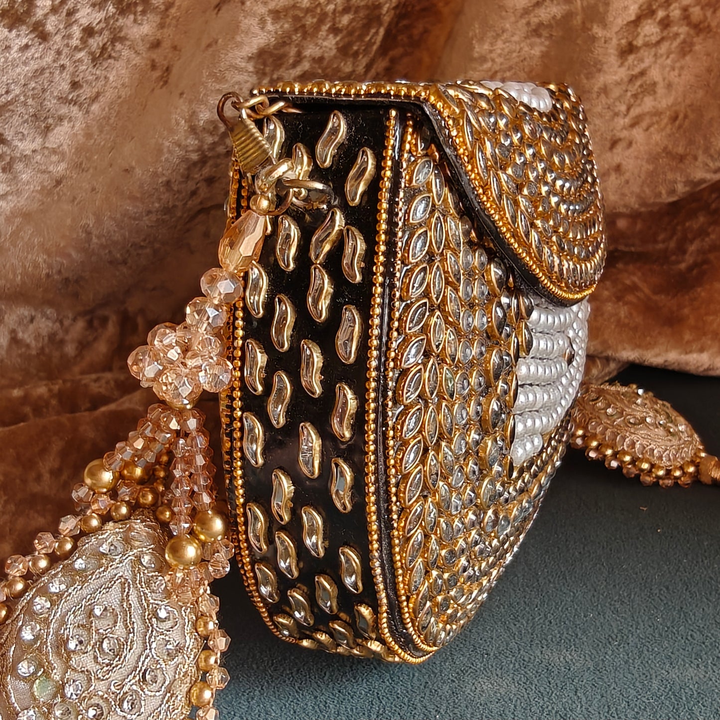 Sheesh Mahal Meher Embellished Brass Wedding Bag