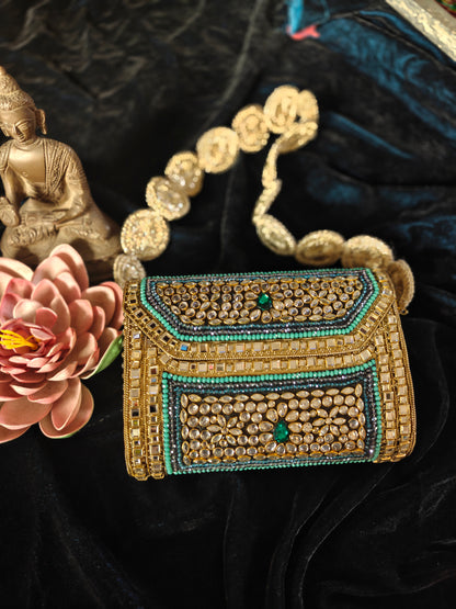Sheesh Mahal Noor Bag In Kundan and Glass