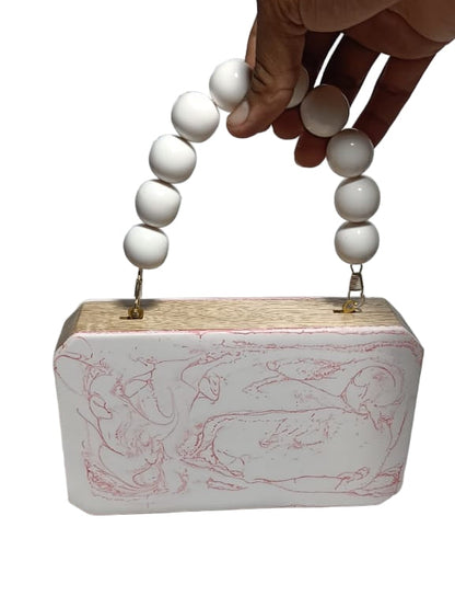 Colour blocked wooden quirky handbags