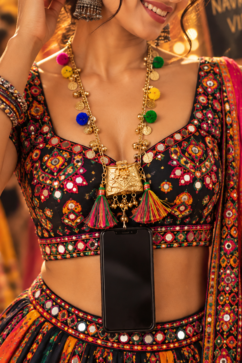 Mobiri- The ornate mobile brass Sling with micro brass bag