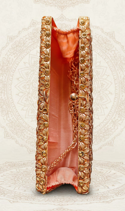 Rosé Éclat – 3D Floral Brass Clutch