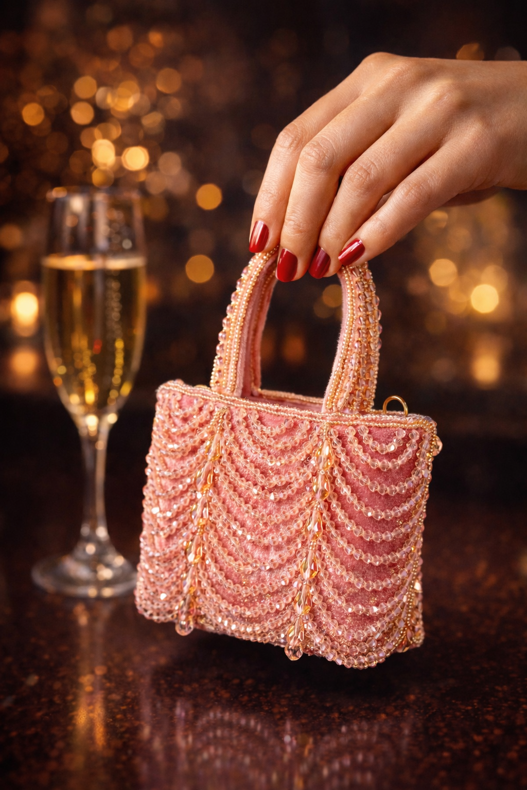 Mini Crystal bag in Pretty pink