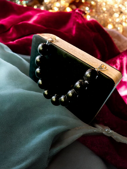 Colour blocked wooden quirky handbags