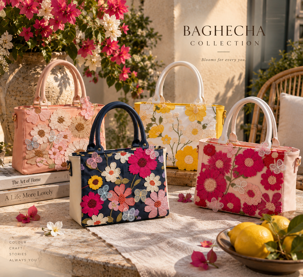 Bageecha Collection- Gulabi baug Summer Tote with sling pouch