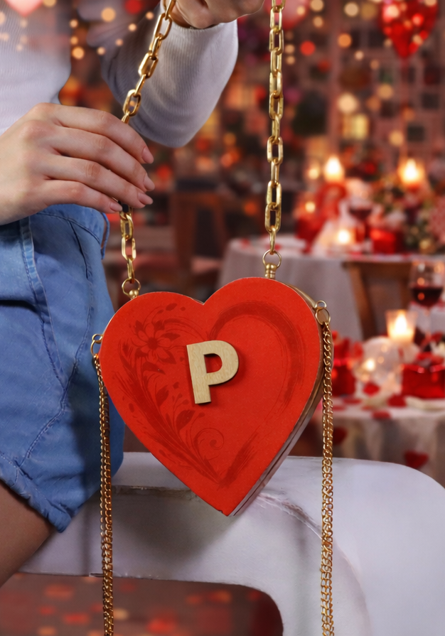 Personalized Valentine's Mini Heart Bag in Red and Pink