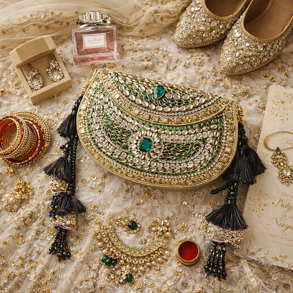 Sheesh Mahal Nazakat Embellished Brass Handbags
