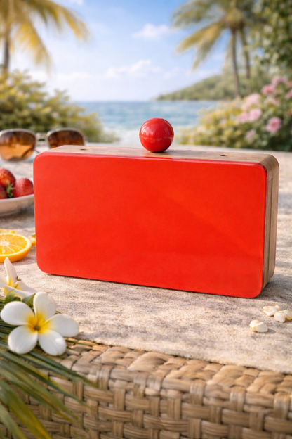Colour blocked wooden quirky handbags