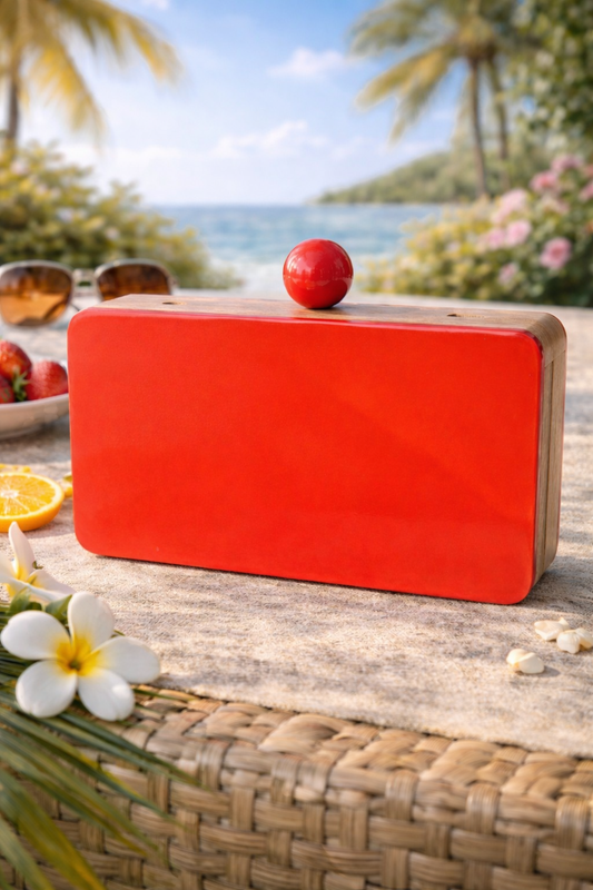 Colour blocked wooden quirky handbags