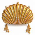 Heera Clutch - Dazzling RhineStone Shell shaped Brass Bag