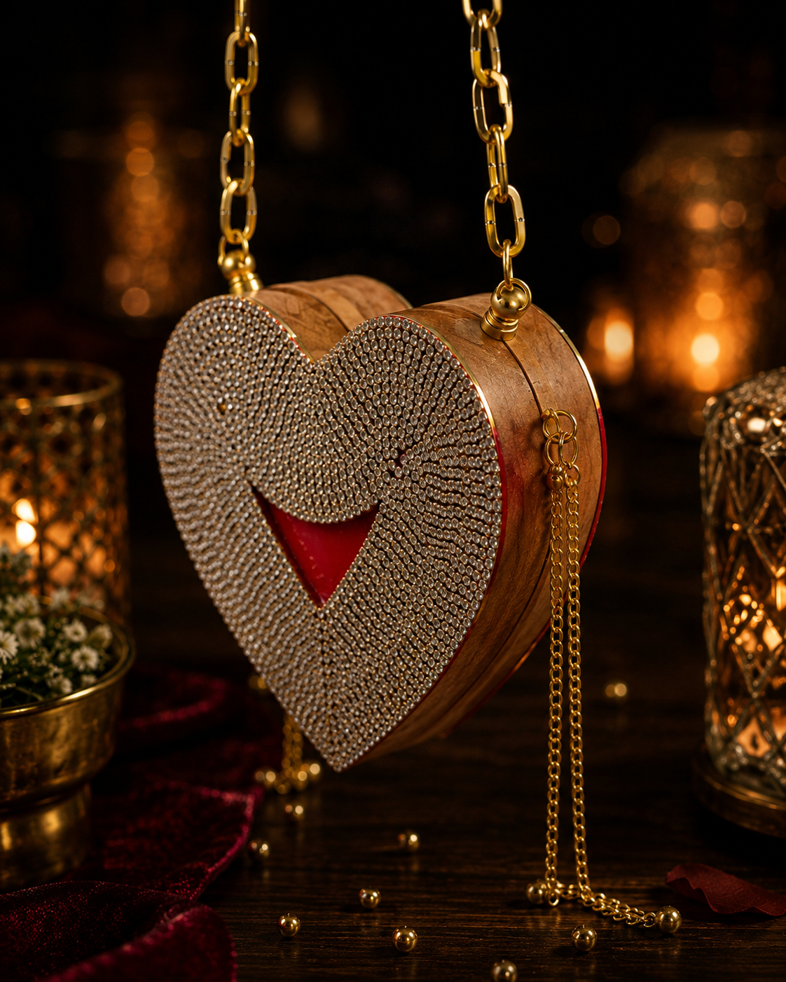 Disco Babe- Red Rhinestone Heart bag