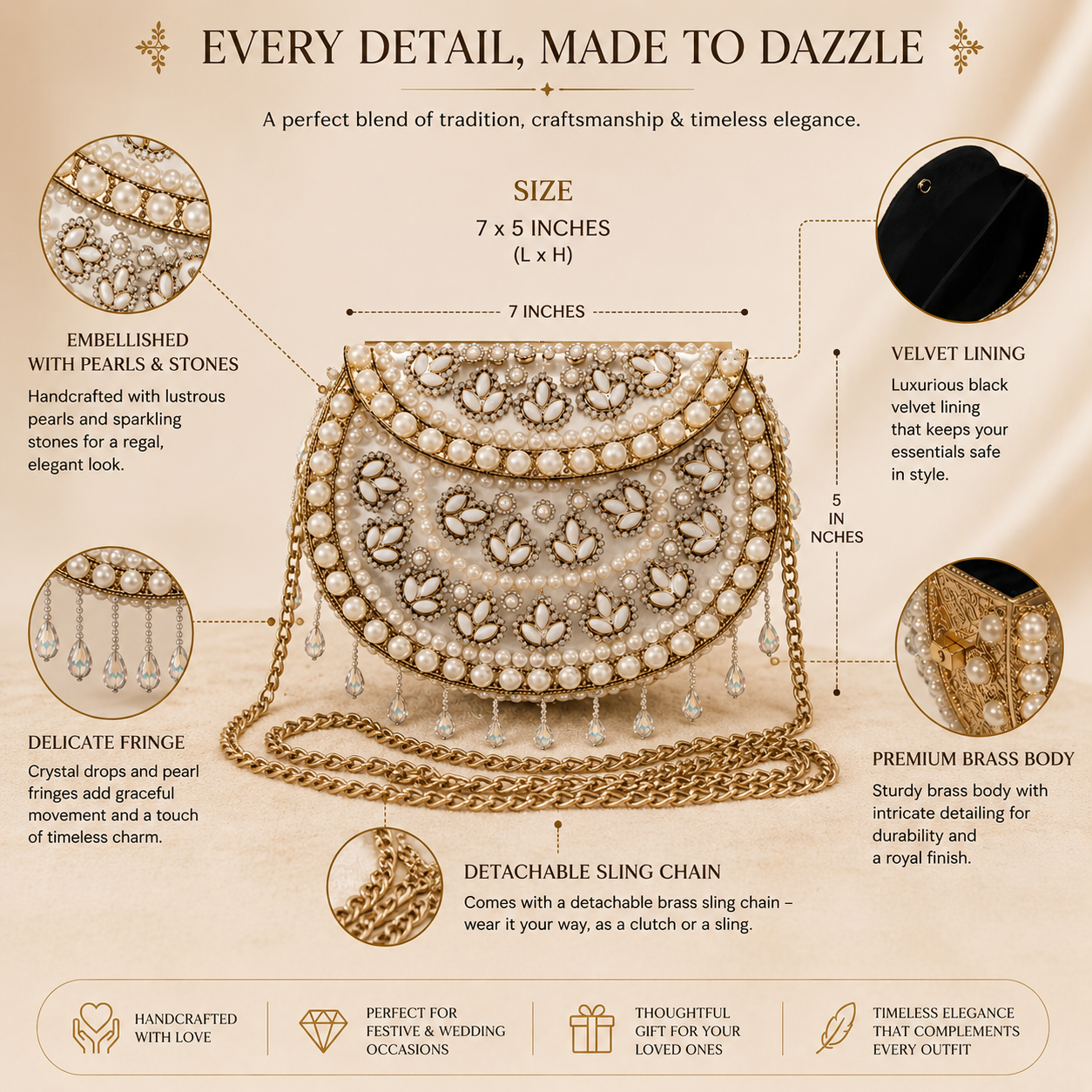 Sheesh Mahal Pearl Bloom Clutch