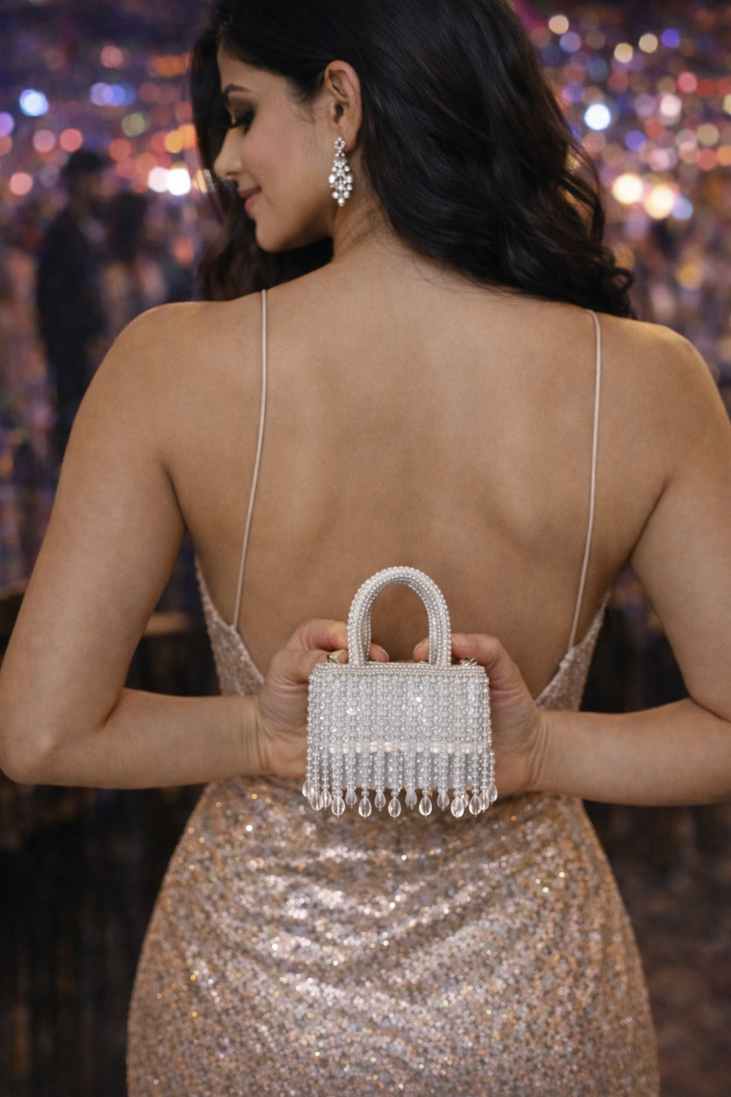 The Mini Crystal Bling bag in Sparkling White