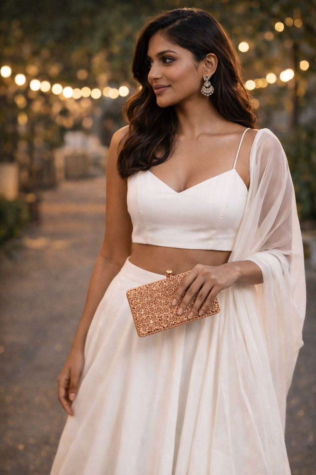 Rosé Éclat – 3D Floral Brass Clutch