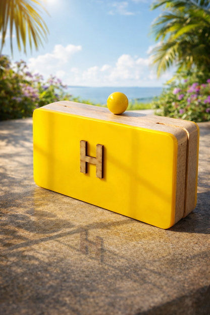 Colour Block Personalized Name Initial clutch with round knob