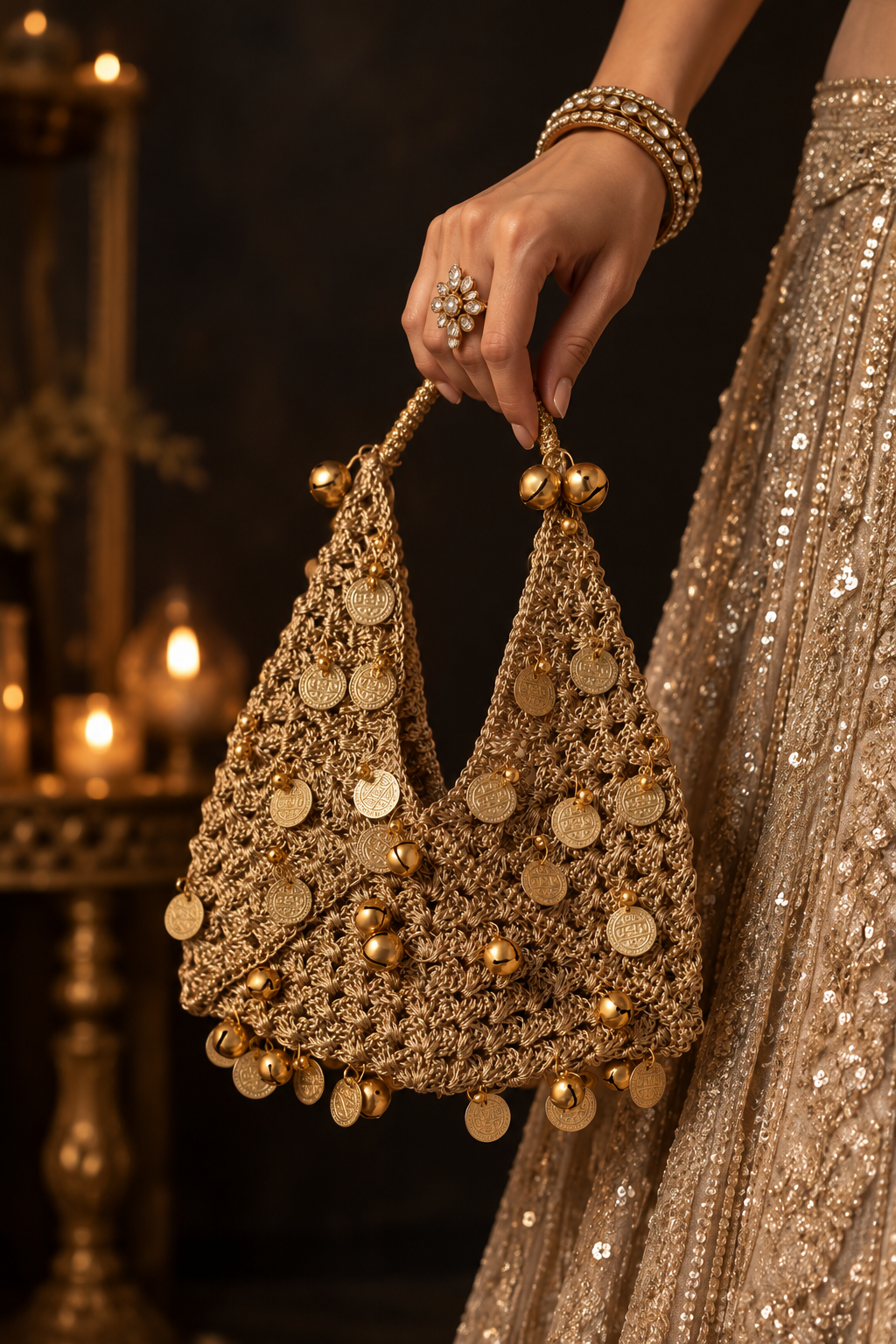 Khanak - Zari Crochet Festive Bag