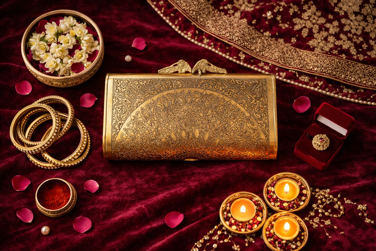 Mandala Brass Ethnic Clutch