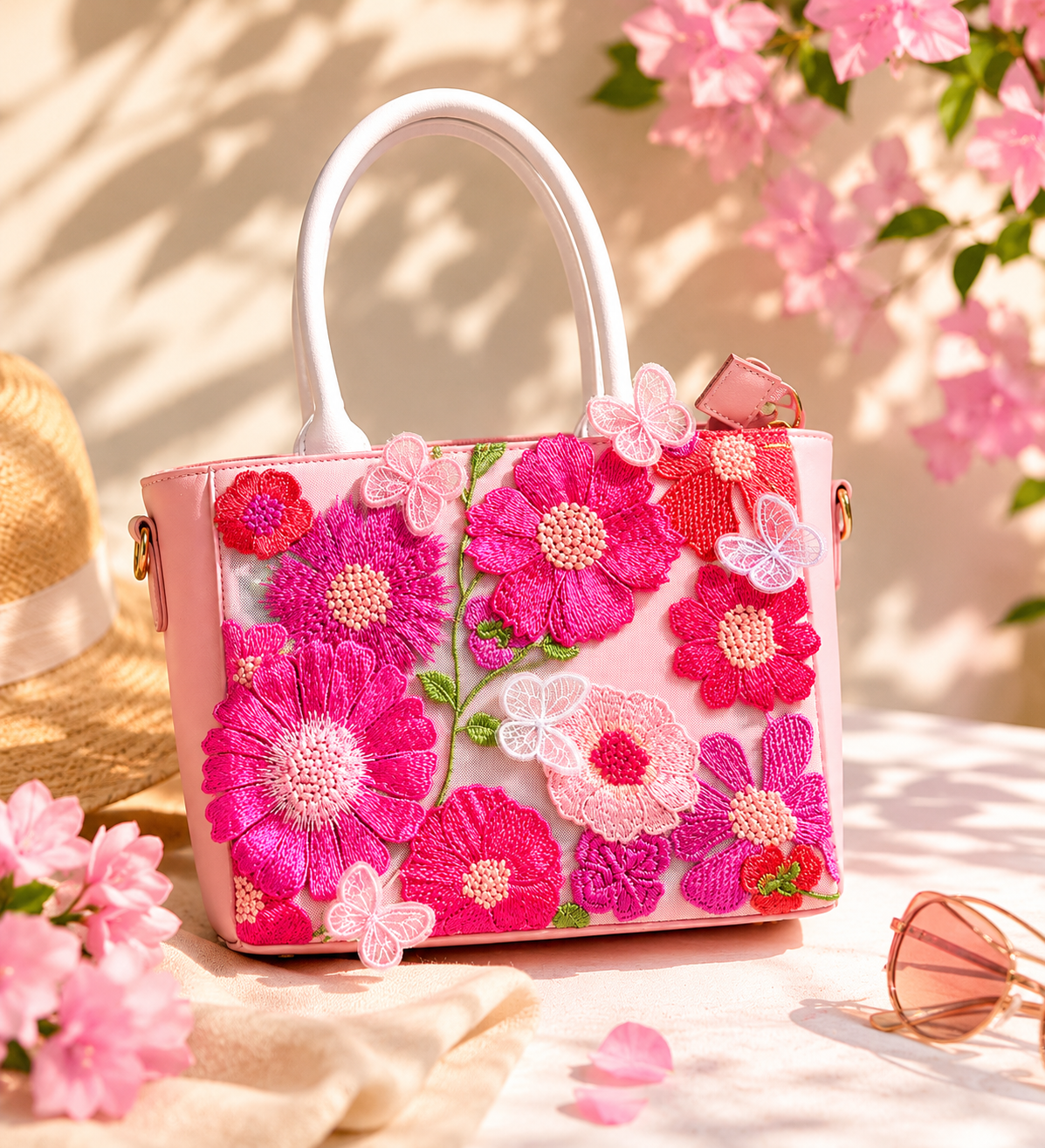 Bageecha Collection- Gulabi baug Summer Tote with sling pouch