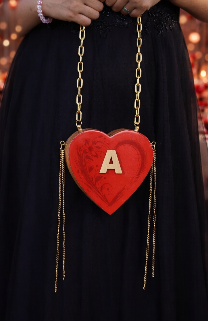Personalized Valentine's Mini Heart Bag in Red and Pink