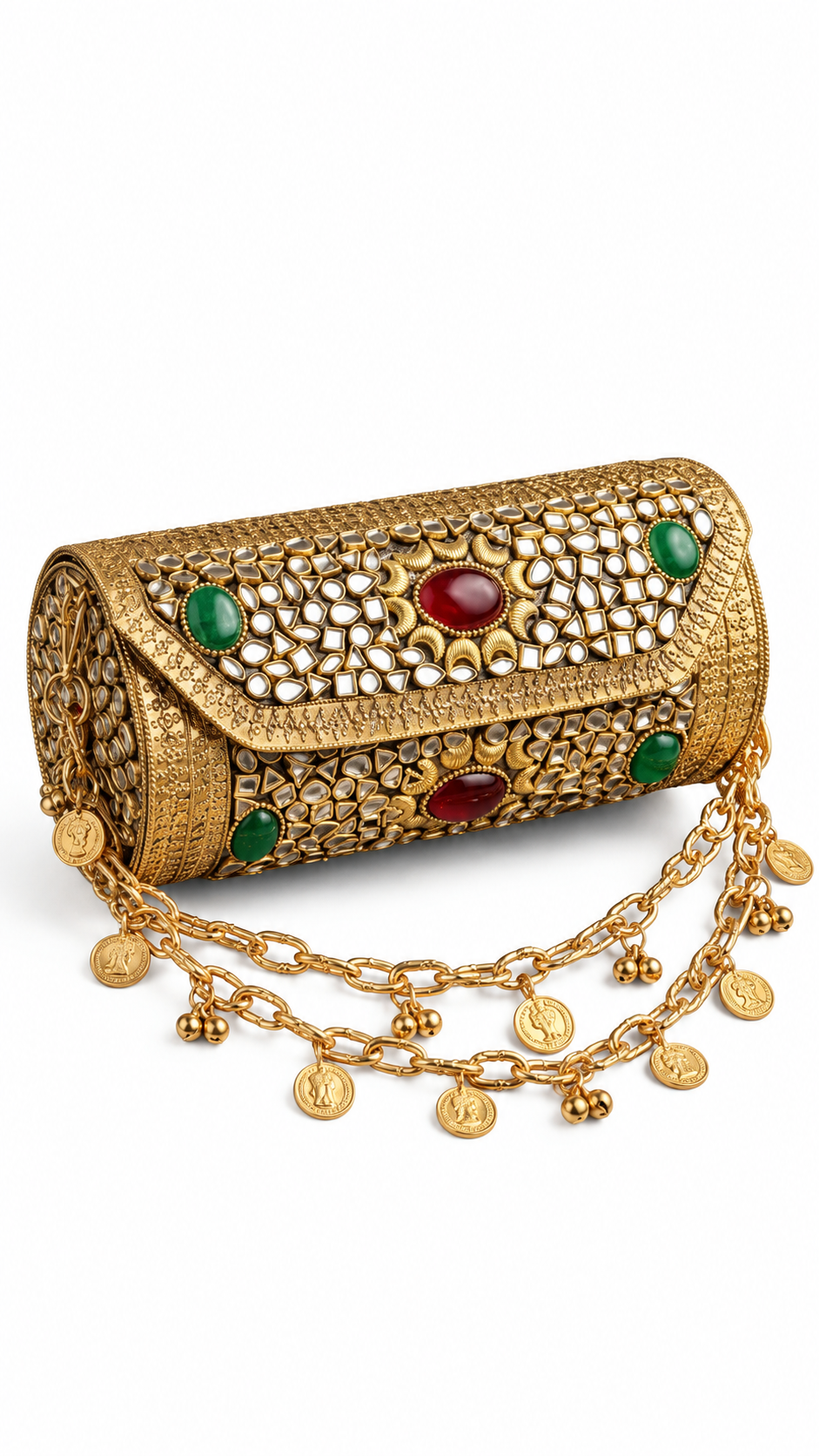 Sheesh Mahal Dholki Clutch in kundan n stones
