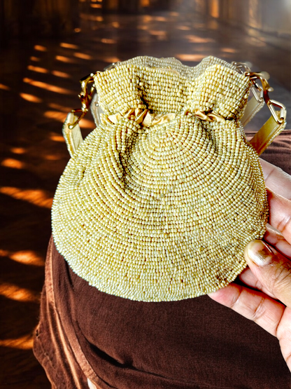 The Mini Embroidered Potli in beads, crystals and pearls