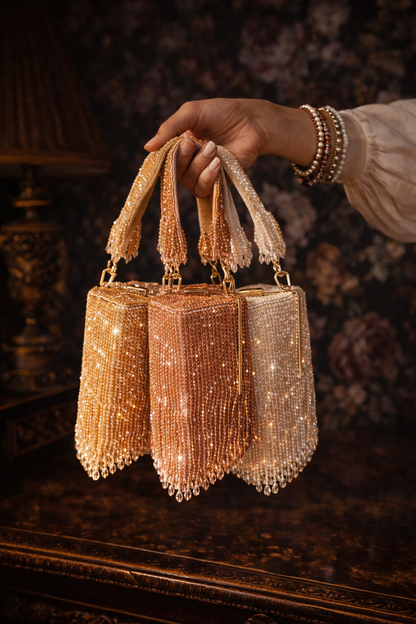 Stardust Crystal rectangular prism party clutch