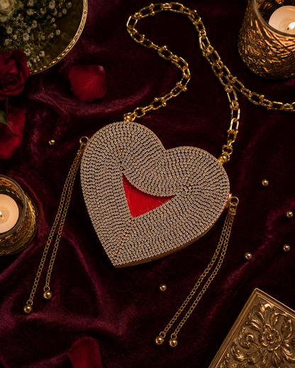 Disco Babe- Red Rhinestone Heart bag