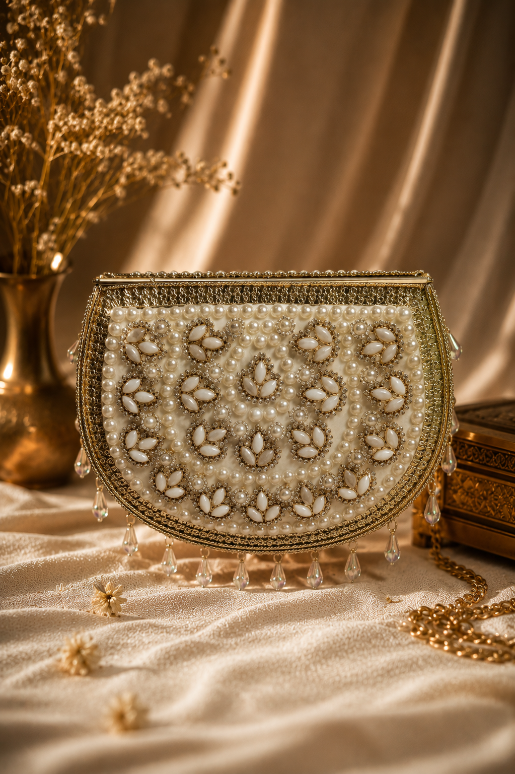 Sheesh Mahal Pearl Bloom Clutch