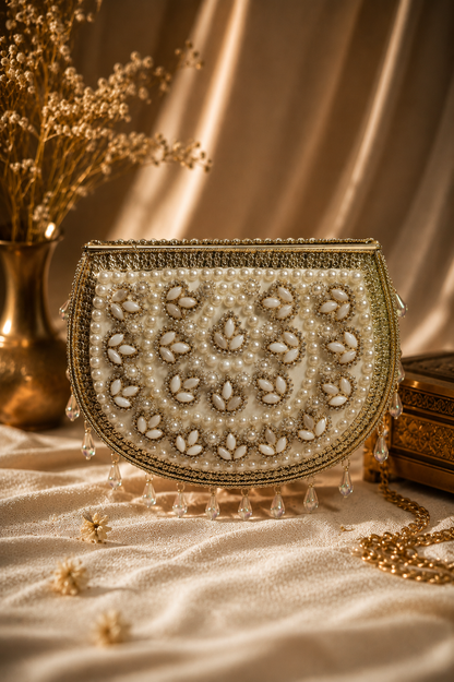 Sheesh Mahal Pearl Bloom Clutch