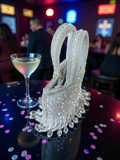 The Mini Crystal Bling bag in Sparkling White
