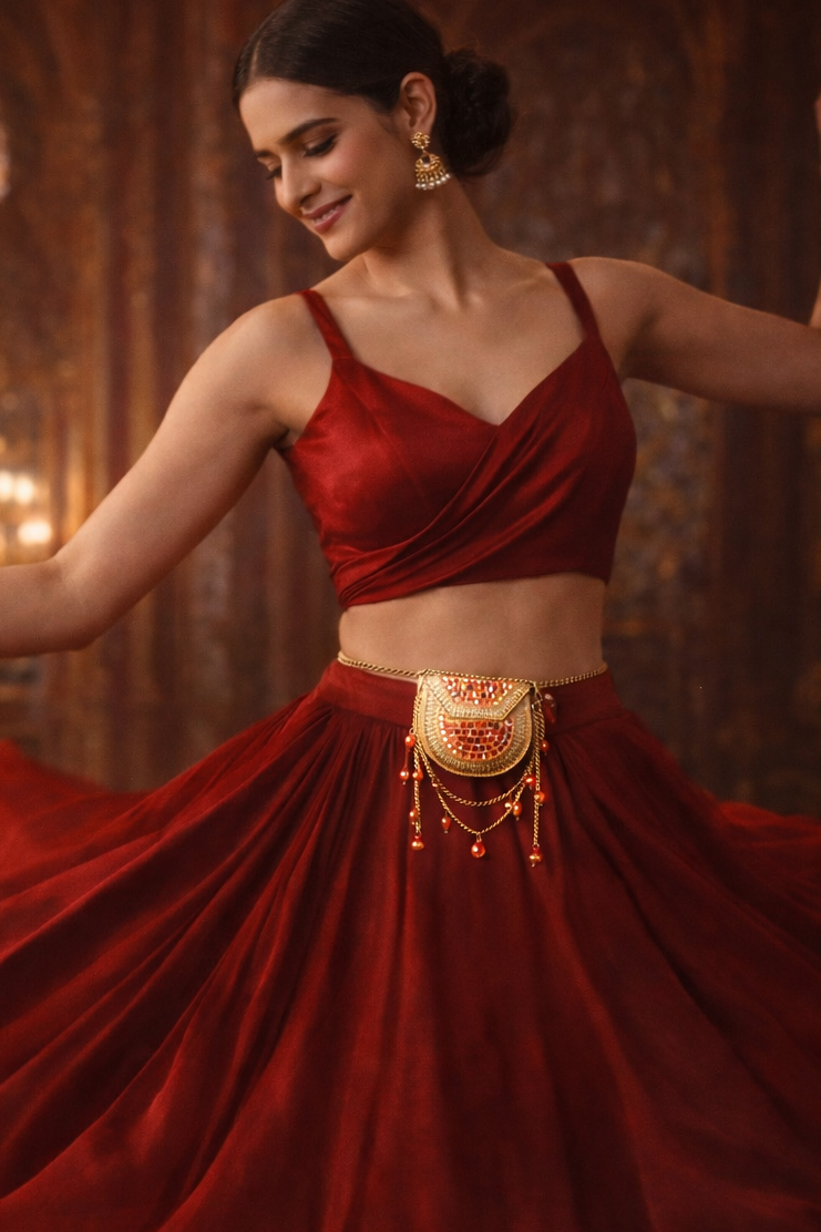 Sheesh Mahal Nano bags - Rose Gold with red crystals