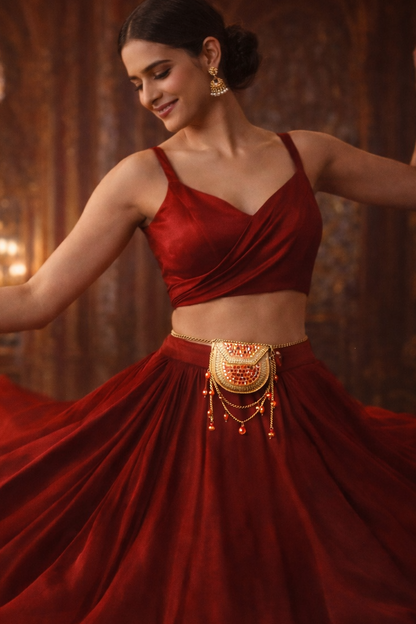 Sheesh Mahal Nano bags - Rose Gold with red crystals