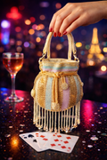 The Mini Potli Embroidered bag with crystal fringes