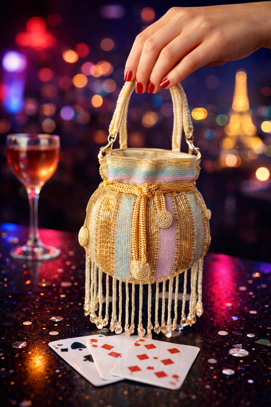 The Mini Potli Embroidered bag with crystal fringes