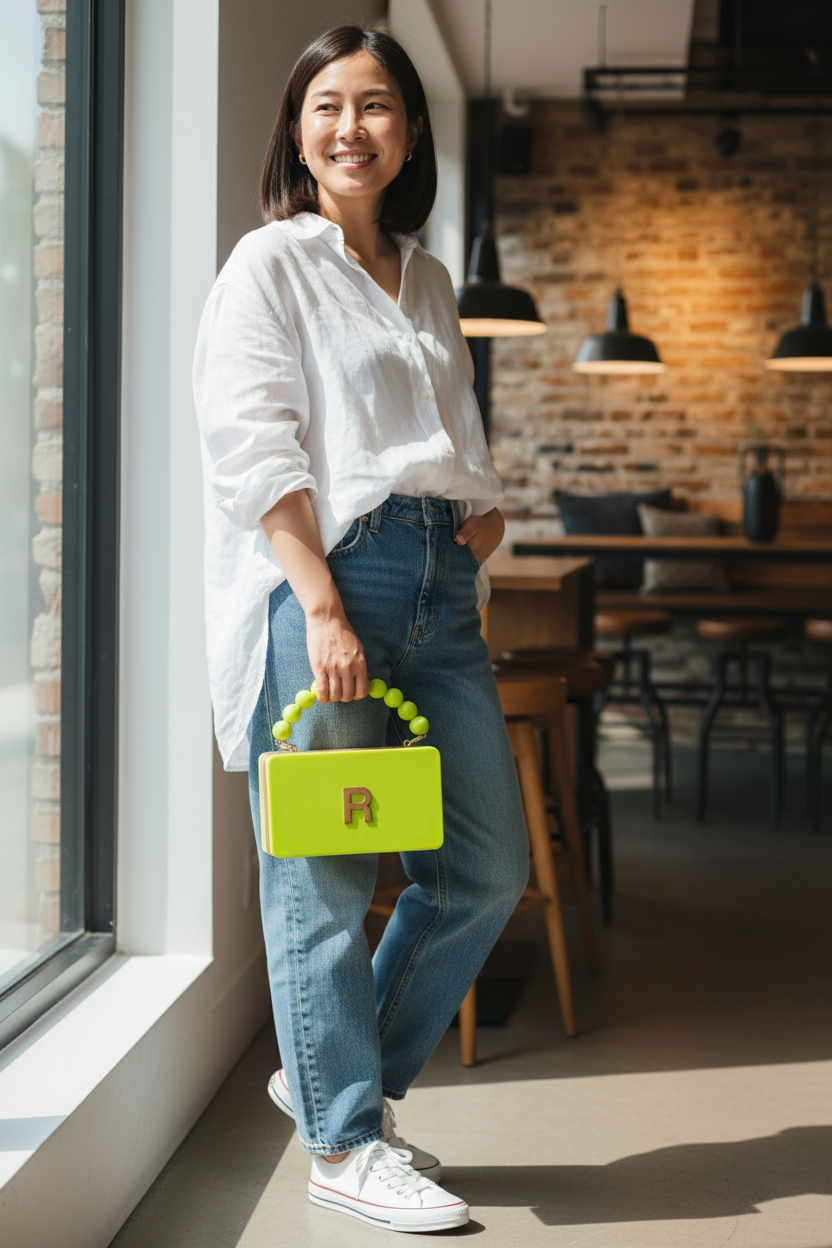 Colour Block Personalized wooden Clutch in beaded handle