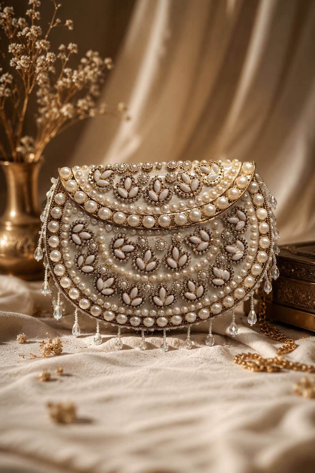 Sheesh Mahal Pearl Bloom Clutch