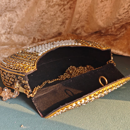 Sheesh Mahal Meher Embellished Brass Wedding Bag