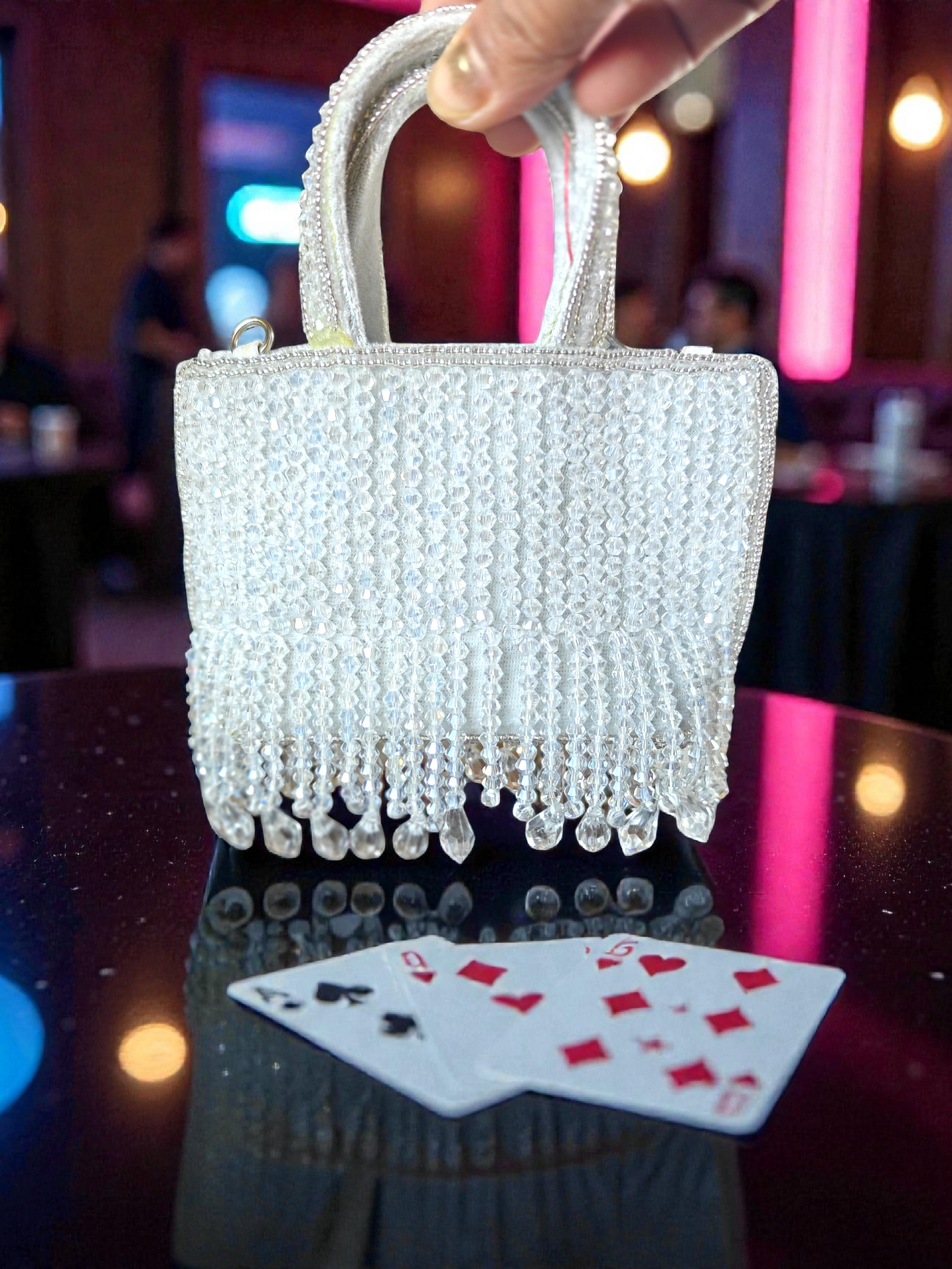 The Mini Crystal Bling bag in Sparkling White