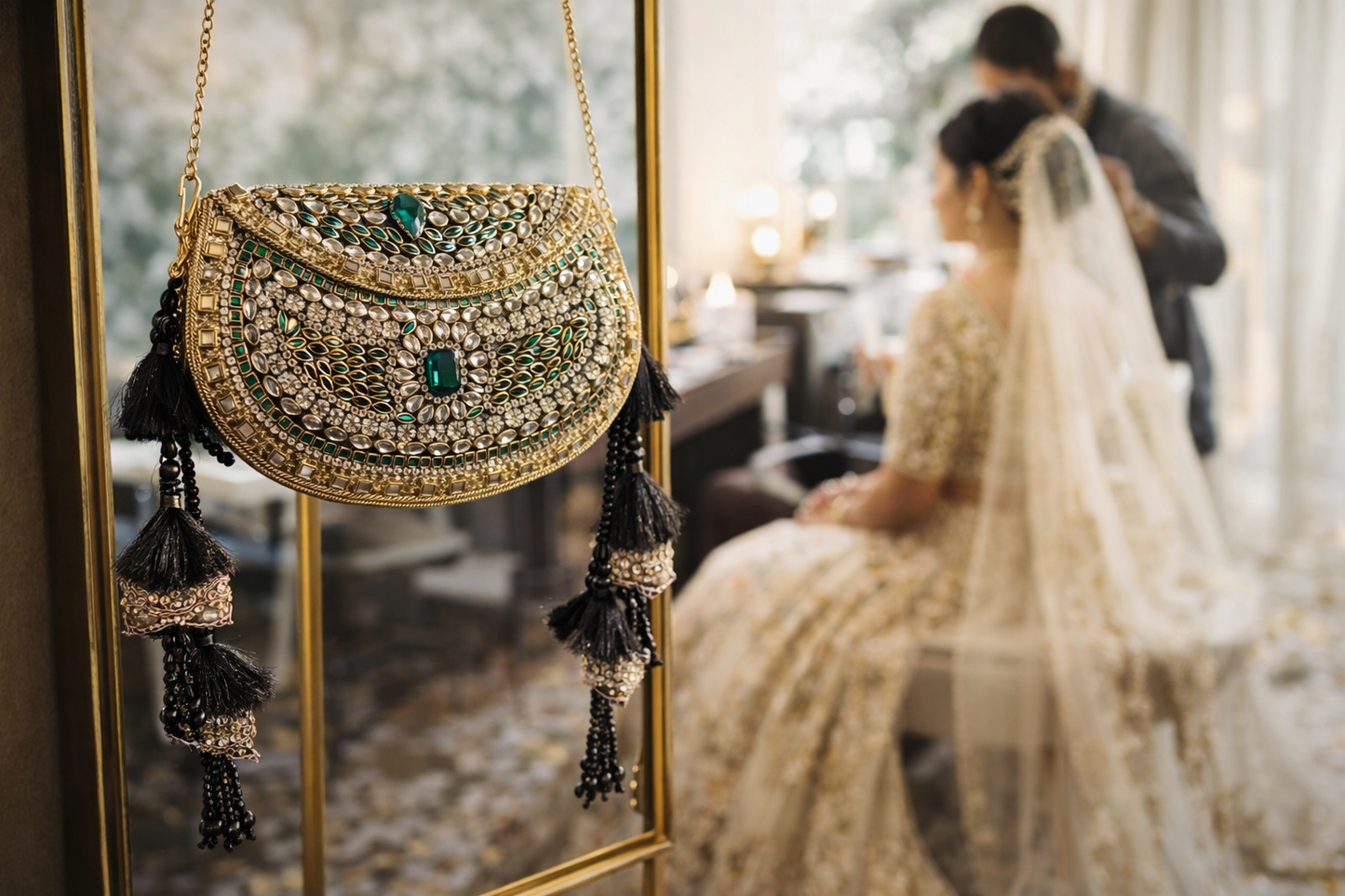 Sheesh Mahal Nazakat Embellished Brass Handbags