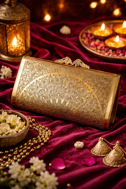 Mandala Brass Ethnic Clutch
