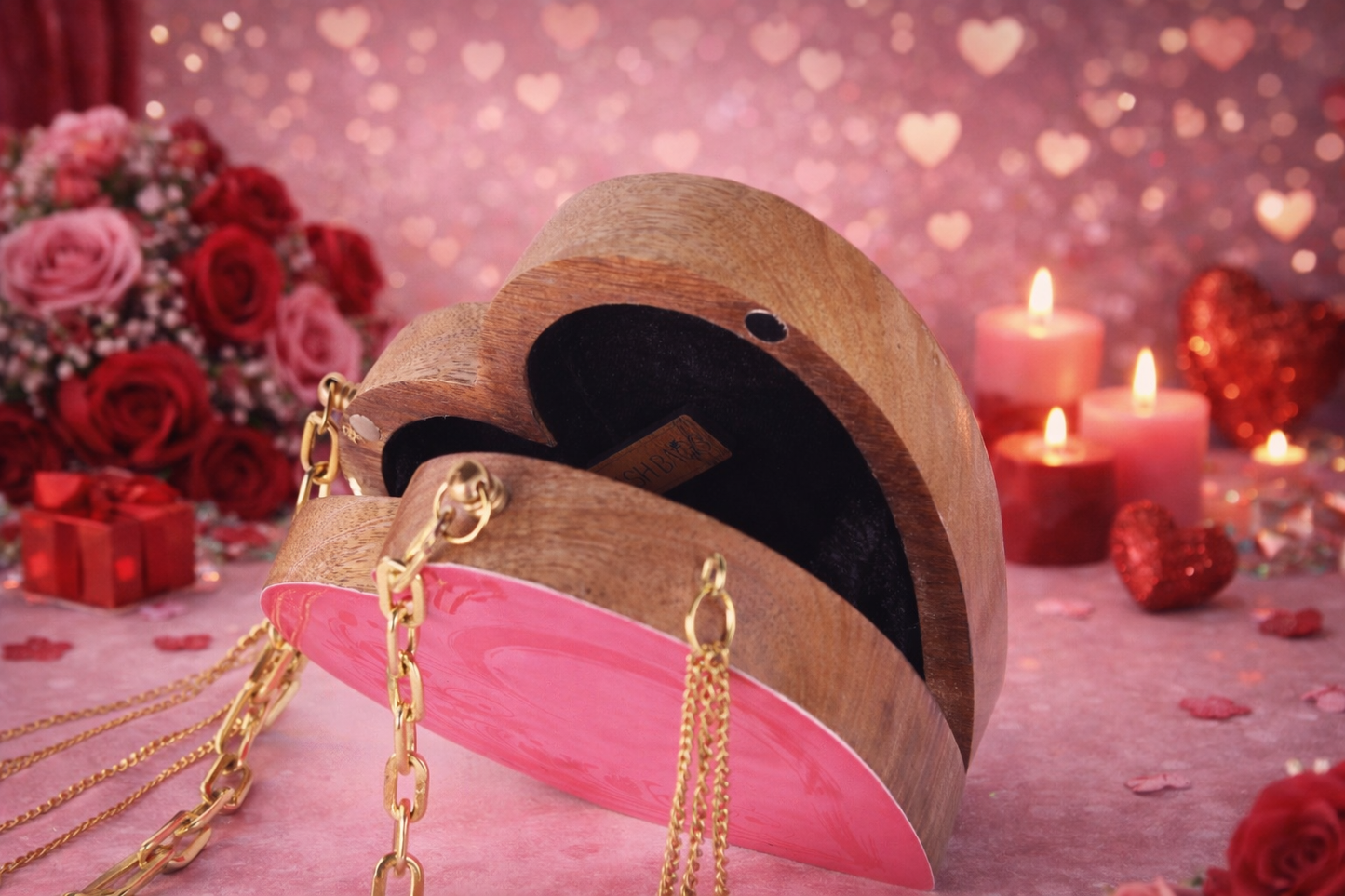 Personalized Valentine's Mini Heart Bag in Red and Pink
