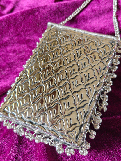 Handcrafted Peacock Brass Silver festive Mobile Pouch