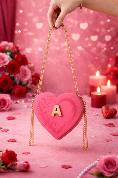 Personalized Valentine's Mini Heart Bag in Red and Pink