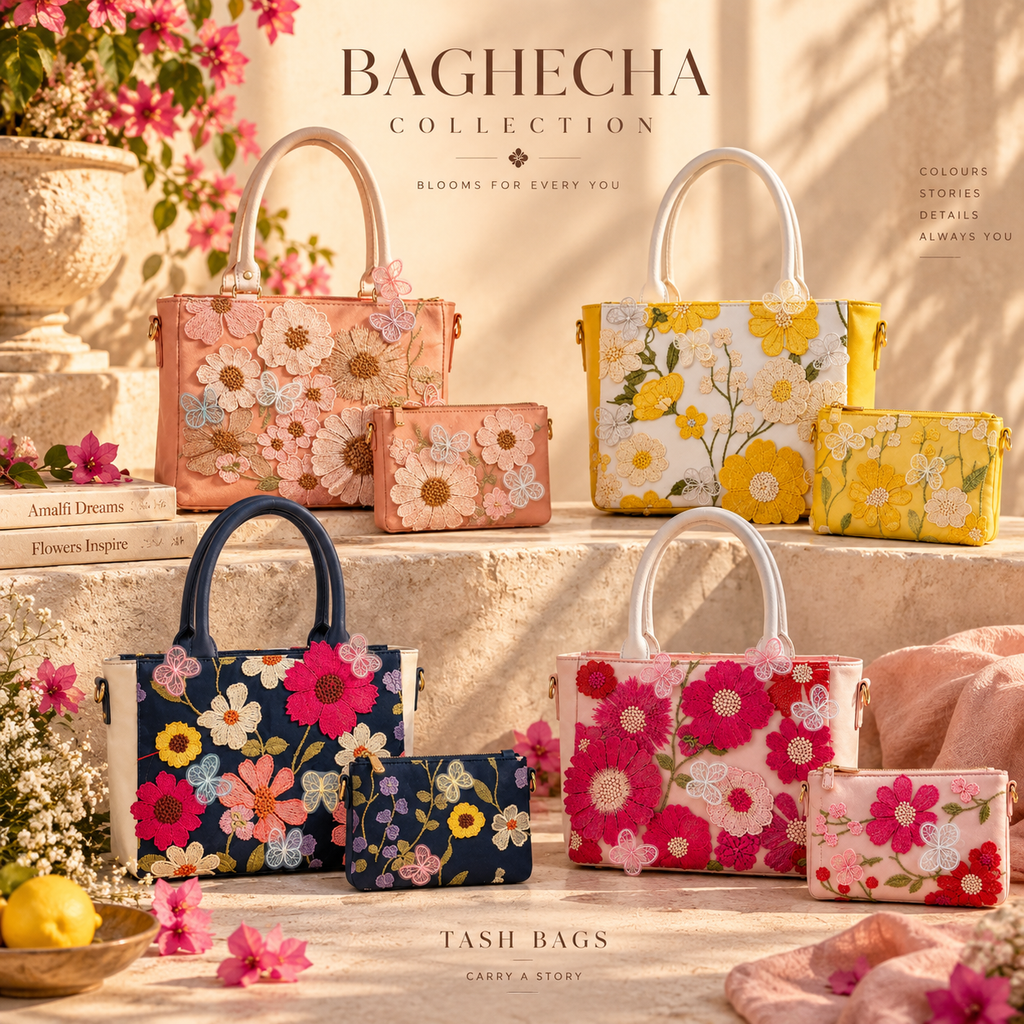 Bageecha Collection- Gulabi baug Summer Tote with sling pouch