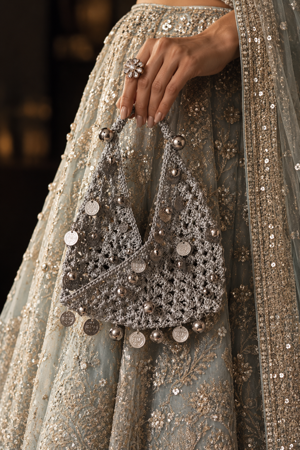 Khanak - Zari Crochet Festive Bag
