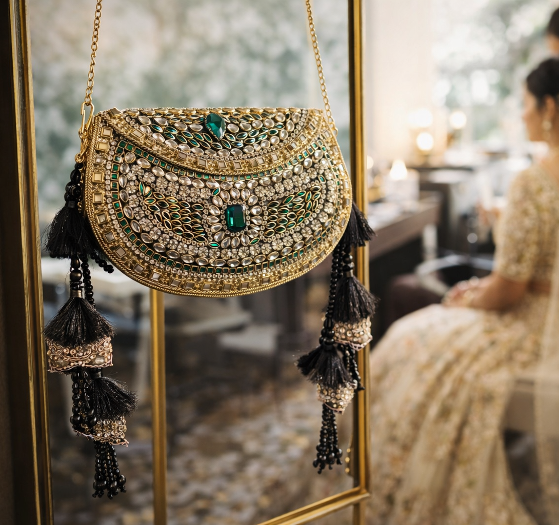 Sheesh Mahal Nazakat Embellished Brass Handbags
