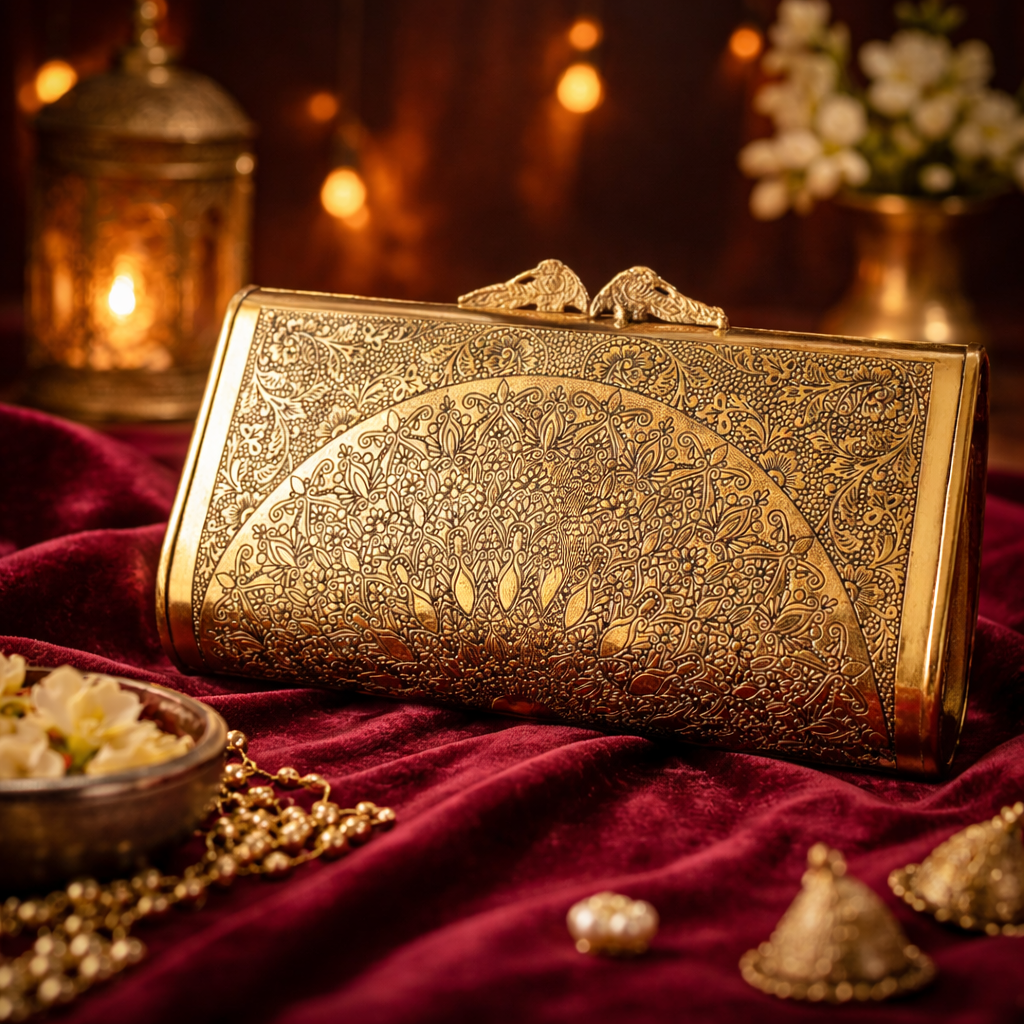 Mandala Brass Ethnic Clutch