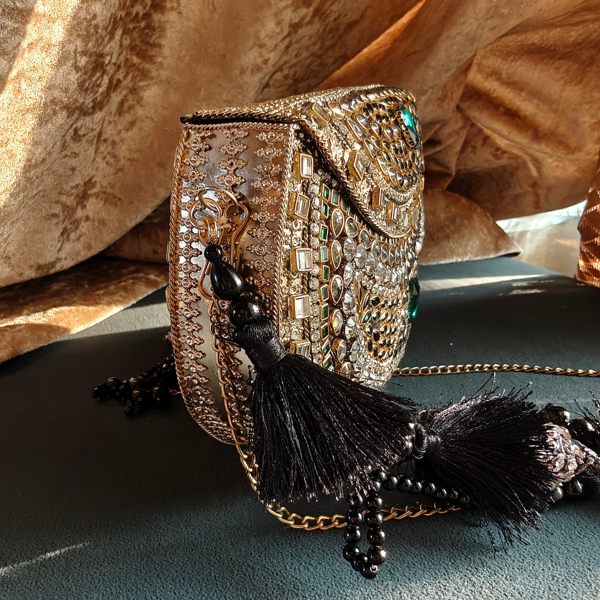 Sheesh Mahal Nazakat Embellished Brass Handbags